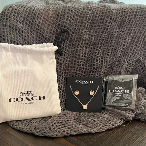 Coach Gold Floral Earrings and Necklace Set - Picture 2 of 2